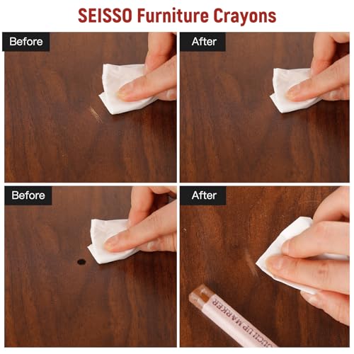 SEISSO Furniture Repair Crayon, 6 Pcs - Wood Filler Sticks, Scratch Repair Wax, Furniture Marking Repair - Scratch, Cracks, Hole, Table, Wood Floor, Guitar, Covering, Instrument Fill Sticks-Redoak - color: Redoak 6pcs