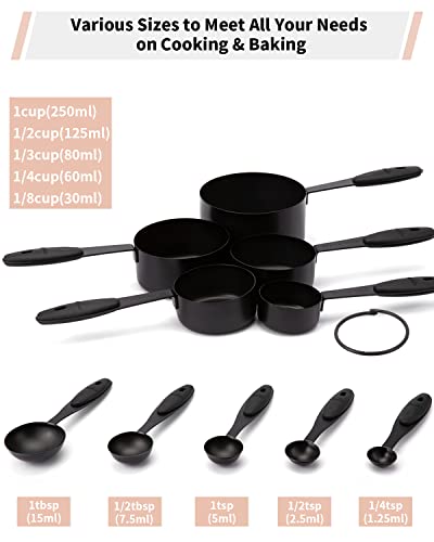 JOYHILL Measuring Cups and Spoons Set 304 Stainless Steel 10-Piece Black - color: i)Black-Black