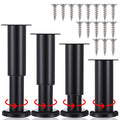 4PCS Metal Adjustable Furniture Legs, 4.7-7.4 Inch Cabinet Legs Extension, Heavy Duty Black Support Replacement Leg for Bed Couch Dresser Chair Coffee Cabinet Table, Thicked Furniture Feet Set