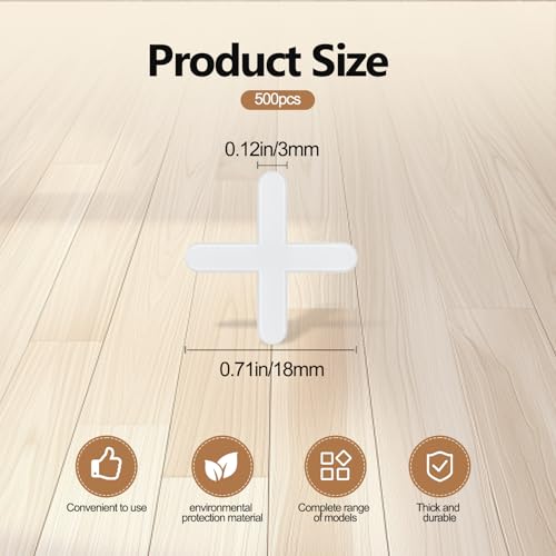 500 Pcs 3 mm (1/8 Inch) Plastic Tile Spacers for Stone and Ceramic Tile - color: 3mm 1/8 Inch White