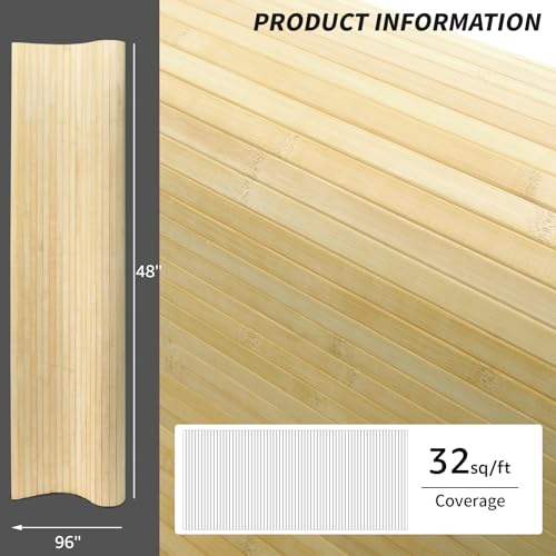 Art3d 48 x 96 in Pole Wrap Natural Bamboo Wall Panel, 1-Pack, Raw - color: Raw, size: 1-48 inches x 96 inches