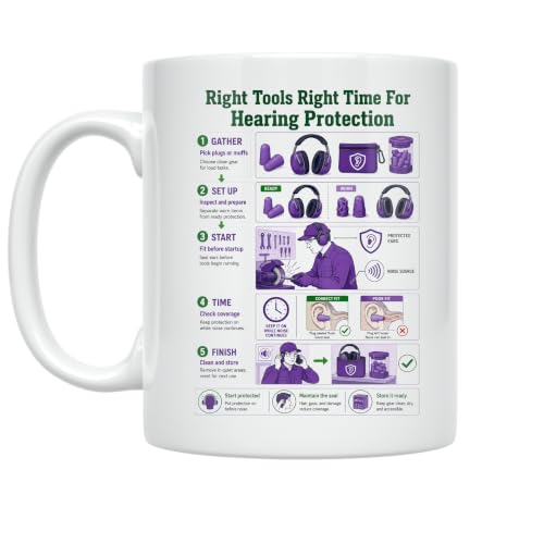 Hearing Protection Mug - Right Tools Right Time - 11 oz Ceramic