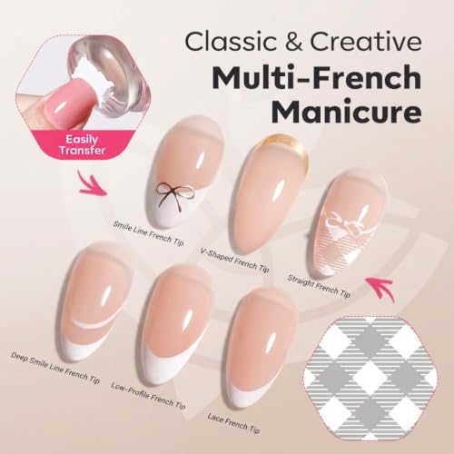 modelones 16Pcs Nail Stamping Kit French Tip Stamper Plaid Nail Stamp Plate - color: A A A1 Classic Plaid Elegance