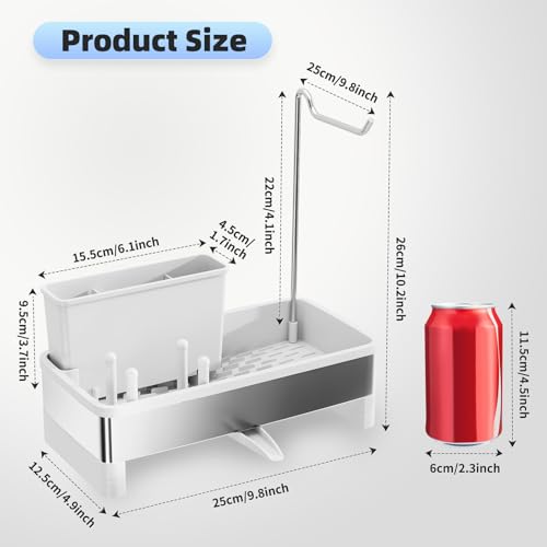 Ewaiira Sponge Holder for Kitchen Sink, Stainless Steel Sink Caddy - color: E-white