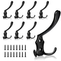 8 Pack Large Coat Hooks, Heavy Duty Three Prong Black Metal Wall Hooks - color: Black, size: 8PCS