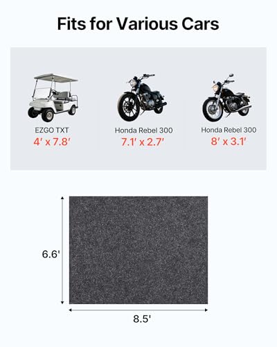 VEVOR Waterproof Garage Floor Mat for Under Car, Non-Slip 6.6'x8.5' Oil Spill Mat Heavy Duty Containment Mat, Protects Garage Floor from Water, Mud and Oil, for Garages Greenhouses Entrance - size: 6.6' x 8.5'
