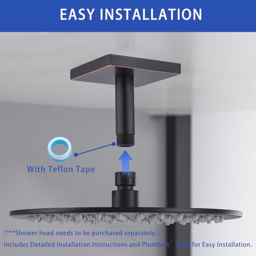 Shower Head Extension Arm Wall Mounted Tube Rainfall Shower Tube Replacement Pipe Parts Stainless Oil rubbed bronze,SW-91038-4-ORB-SQ. - color: Right Angled Square Flange-4" Oil Rubbed Bronze