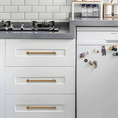 10 Pack 8 Inch Hole Center Antique Brass Cabinet pulls 100% Solid Heavy Duty Dresser Pulls Cabinet Drawer Pulls for Kitchen Cupboard Hardware - color: Antique Brass, size: 8 inch hole center