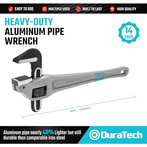 DURATECH 18-inch Aluminum Offset Pipe Wrench, Adjustable Plumbing Wrench - size: 18-inch, style: Offset