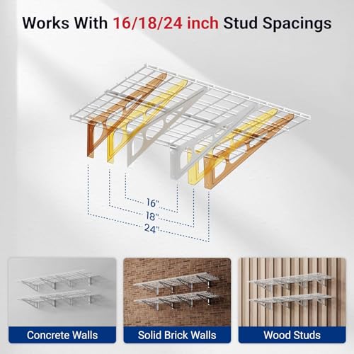 FLEXIMOUNTS 4-Pack 2x3ft Garage Shelving, 24"x72" Storage Shelves, White - color: White, size: 4 pack-2x3 ft