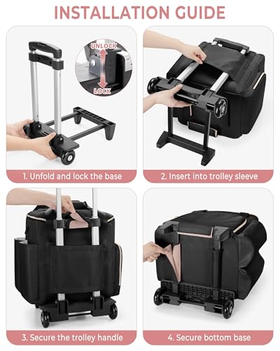 Rolling Hair Tools Travel Bag, Hairstylist Bag with Wheels, Black - color: Black