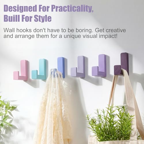 Teenyyou 6 Pcs Cute Kids Wall Hooks Adhesive for Backpack Purple - color: Purple