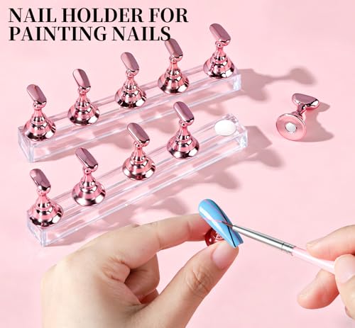 FANDAMEI Nail Art Kit, Nail Design Tools kit with Nail Brushes, Dotting tool, Mixing Palette, Nail Stand. Fake Nail Kits with Almond Gel Nail Tips, Nail Glue, Adhesive Tabs, Nail File. Manicure Set