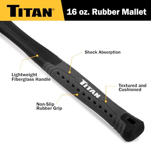 Titan 63106 16oz White Rubber Mallet, Non-marking Double-faced Solid Head, 13" Shock Absorbing Fiberglass Handle with Textured Grip - style: 16oz White