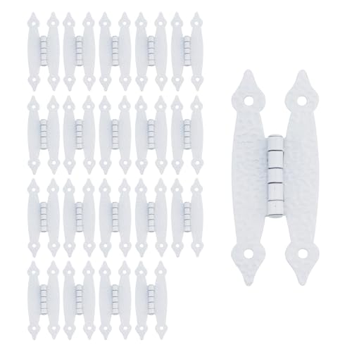 T Tulead White H Shape Cabinet Hinges Iron Furniture Flat Hinges 3.5"×1.46" Decorative Small Hinge Pack of 20 with Screws - color: White-20pcs