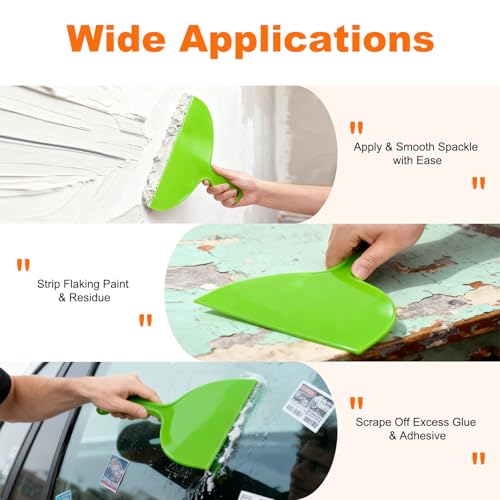 10" Putty Knife 3- Pack Flexible Plastic Drywall Scraper Green