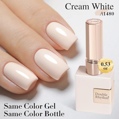 Double Rhythm 15ML Gel Polish Pure Sheer Same Color Same Bottle Soak Off Gel Polish Art Manicure Salon DIY at Home for Women (Cream White-A1480) - color: Cream White