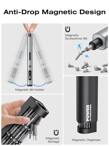 90-in-1 Mini Electric Screwdriver Set, NEZZBE Precision Cordless Screwdriver with 78 S2 Bits, 0.15–0.55 N·m Torque, Magnetic Storage Box, 500mAh, LED Light,Repair Tool Kit for Phone, Laptop, PS5