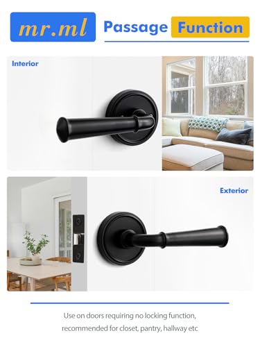 Door Handle Black Passage Door Lever Black DoorHandle, 1 Pack - color: Black