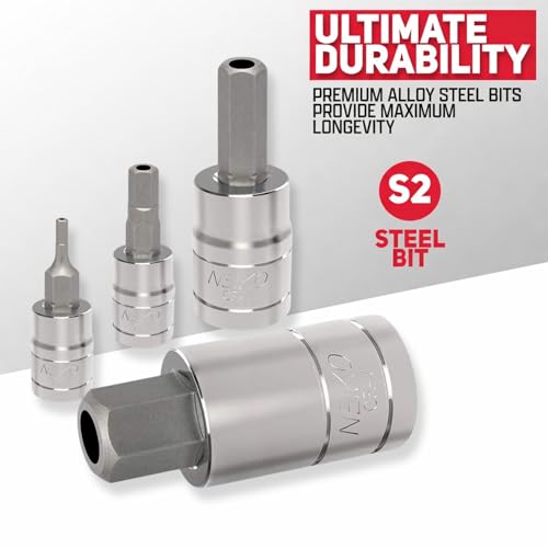 Neiko 01144A Tamper-Proof Hex Bit Socket Set, 26 Pieces | SAE (5/64-9/16”) and Metric (2-14MM) - size: 26 Piece, style: TP Allen Hex Bit