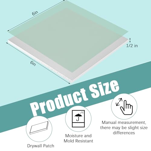 Amylove 2 Pcs 6"x6"x1/2" Drywall Repair Panel for Mend Wall, Green - color: Green, size: 6 x 6 x 1/2 Inch