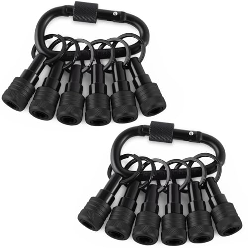 Katerk Bit Holder Keychain 12 Pcs, 1/4-Inch Hex Shank, Quick Release, Black - color: Black