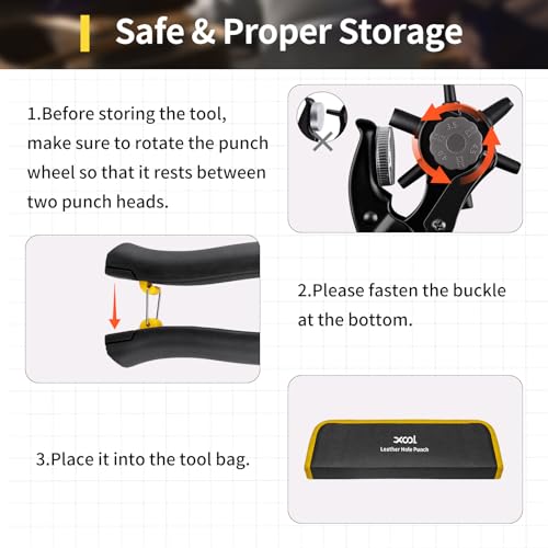 XOOL Round & Oval Leather Hole Punch Set, Upgraded Long Handle Revolving Punch Plier Kit for Belts, Watch Bands, Straps, Dog Collars, Saddles, Shoes, Fabric, DIY Home & Leather Craft Project - style: Pro (Oval & Round)