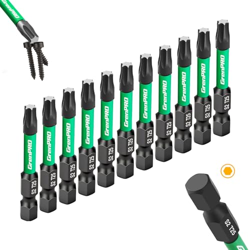 GRENPRO 11Pcs Impact Torx Bits T25, 2" S2 Steel Magnetic Screwdriver Bits - size: T25(2"*11pcs)