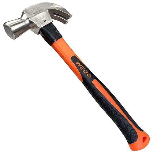 WEDO Claw Hammer with Fiberglass Handle,24oz Stainless Steel Framing Hammer,Length 330mm(13"),Shock Resistant,Corrosion Resistant,Rust Proof, Die-forged - size: 24oz