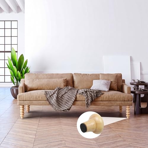 6 Inch Wood Furniture Legs Set of 4 Rubber Wood Couch Legs Round Furniture Replacement Mid Century Natural Bun Feet for Desk Dresser Sofa Cabinet Ottoman Chair and Bed - color: Natural, size: 6 Inch