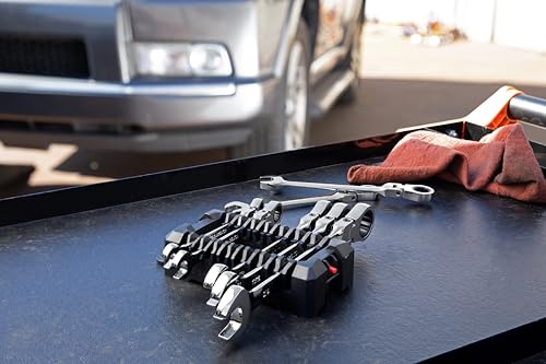 GEARWRENCH 7 Pc. 12 Pt. Flex Head Ratcheting Combination Wrench Set, SAE - 9700 - size: 7 Pc, style: With Tray