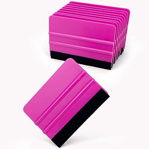 CCyanzi 4inch Vinyl Squeegee Tool Window Film Squeegee Decal Scraper Sign-Making Graphic Wallpaper Application, Felt Edge Protection Prevents Scratches - 10Piece Purple - color: Purple