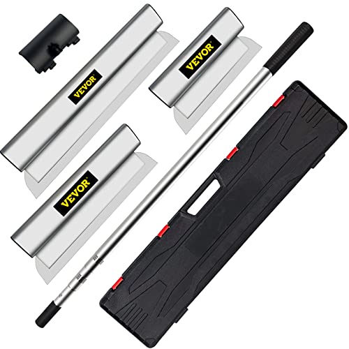 VEVOR Skimming Blade Set, 10"+24"+32" Blades + 35"-78" Extension Handle | for Gyprock/Drywall/Wall-Board, European Stainless Steel Construction Knife, Aluminum Blade Profile Smooth Knockdown Spatula - size: 10"+24"+32", style: With Extension Handle