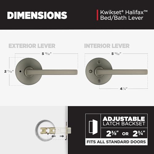Kwikset Halifax Interior Round Privacy Door Handle with Lock, Door Lever for Bathroom and Bedroom, Gunmetal Reversible Keyless Turn Lock - color: Gunmetal, size: 1 Pack