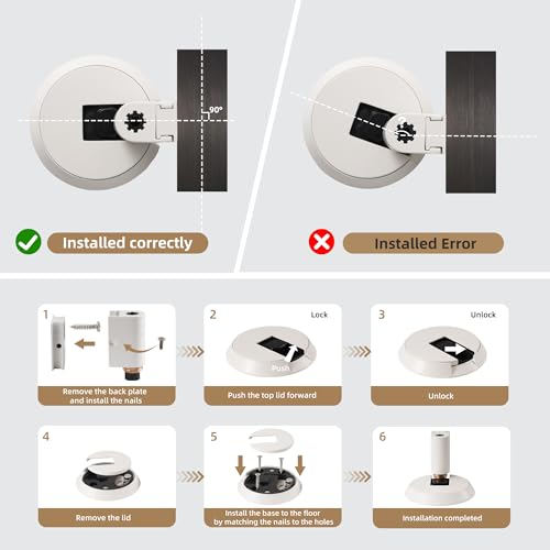 PANALI Windproof Door Stopper, Brass Mechanical Door Stop, 1 Pack, White - color: White