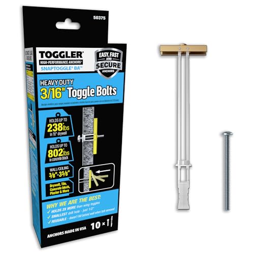 TOGGLER SNAPTOGGLE BA Toggle Anchor with Bolts, 10 Pack - size: 3/16 w/ Round Head Bolts