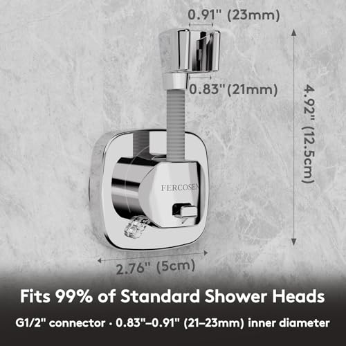 Shower Head Holder with Suction | 360° Swivel | Silver - color: Silver