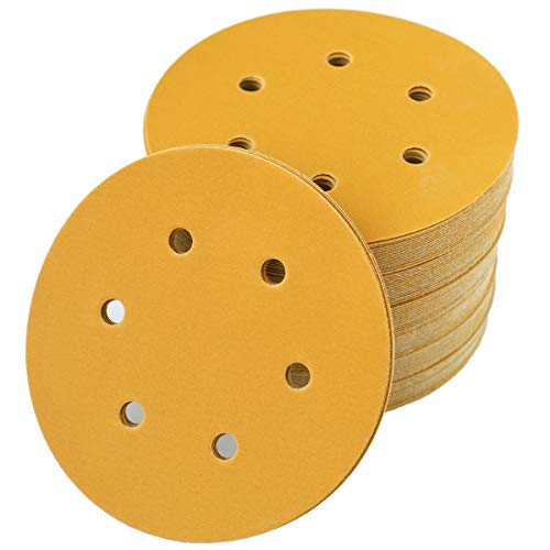 6-Inch 6-Hole Hook and Loop Gold Sanding Discs 400-Grit, 100-Pack - style: 400 Grit