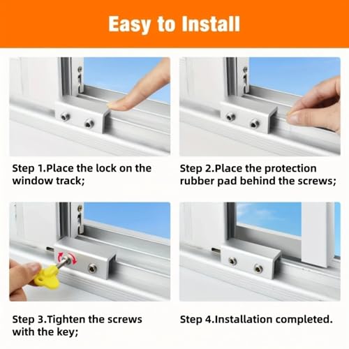 Sliding Window Locks, 5 Pack Aluminum Alloy Window Lock with Key, Security Window Locks for Vertical and Horizontal Sliding Windows, Easy Installation