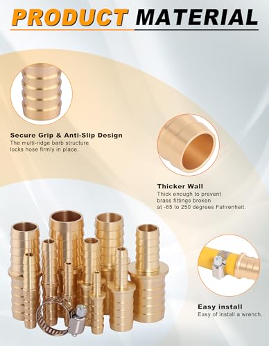 124PCS Brass Splicer Hose Barb Fittings Assortment
