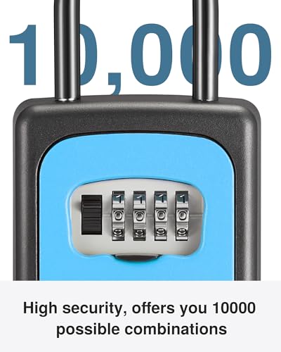 Puroma Key Lock Box Large with Code Lockbox Outdoor Wall Mount Safe 1 Blue - color: Blue