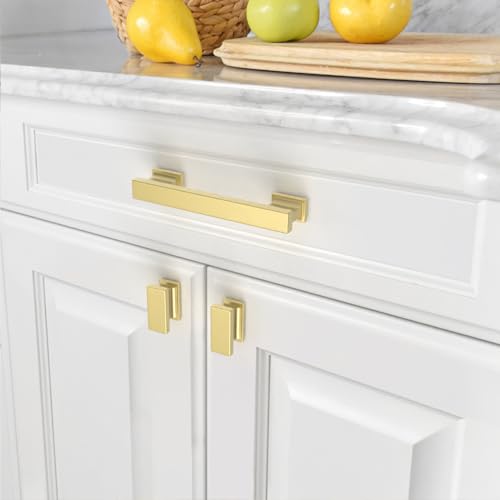 Asidrama 10 Pack 3.75 Inch(96mm) Brushed Gold Kitchen Cabinet Handles, Cabinet Pulls Kitchen Cabinet Hardware for Cupboard Drawer Pulls - color: Brushed Gold, size: 3.75" Hole Center, style: 10 Pack