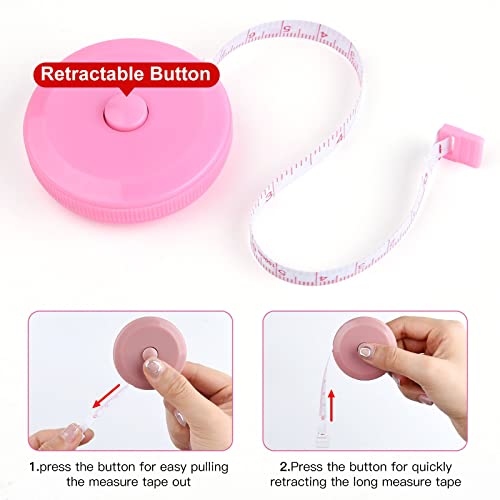 ASTARON 4 Pcs Soft Measuring Tape for Body Measurements Retractable，Cute Tape Measures Tailor Measuring Tape for Sewing 60 in / 1.5 M Tailors Measure Tape with Fractions Measure Ruler for Sewing
