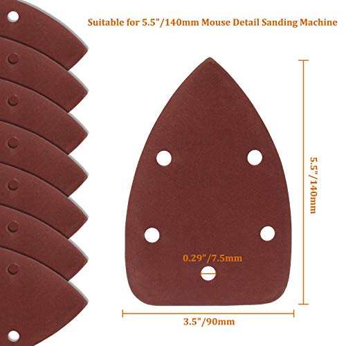 50 Pcs Mouse Detail Sander Sandpaper, 400 Grit, 5 Hole - size: 400 Grit - 50 Pcs