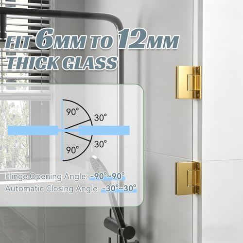 304 Stainless Steel Shower Door Hardware Kit - color: Brushed Gold