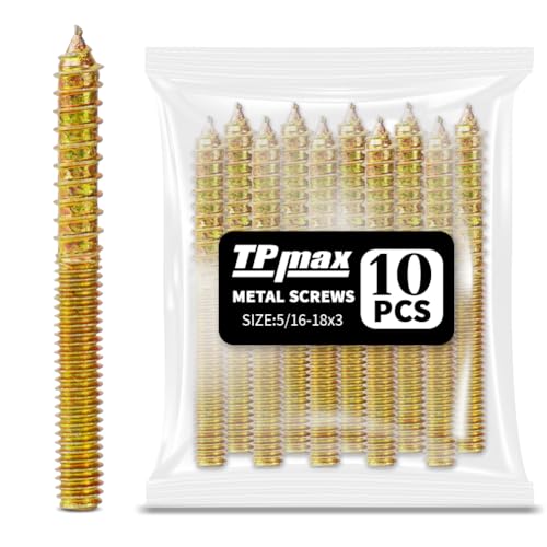 TPmax 10 Pack 5/16-18 x 3 Inch Hanger Bolts Double Headed Bolts Self-Tapping Screw Hanger Bolts for Furniture (5/16-18" x 3") - size: 5/16-18" x 3"
