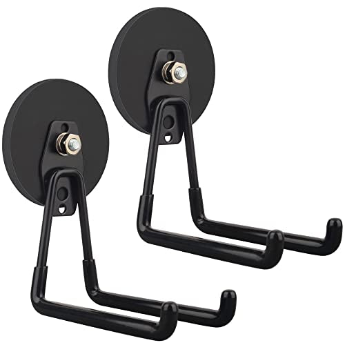 ULIBERMAGNET Strong Magnetic Ultimate Hooks,Large Magnet with Hooks for Heavy Duty Tools,Jig Saw,Hose, 2 Pack Heavy Duty Magnetic Hooks for Hammer Drill,Circular Saw,Garden Tool(3.46inch/Black) - style: 3.46INCH 2PACK Black Large Hooks
