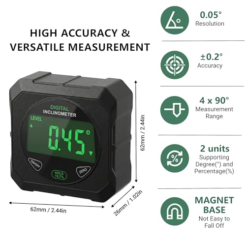 Digital Angle Finder, Strong Magnetic, LED Display Backlight