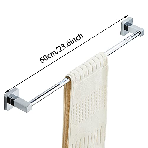 Chrome Bathroom Hardware Set 4 Pieces,Bathroom Accessories Set Stainless Steel Wall Mounted, Hand Towel Bar, Towel Ring, Robe Towel Hooks,Toilet Paper Holder,Towel Bar Set, 23.6 Inch - color: Chrome-4pcs, size: 23.6Inch