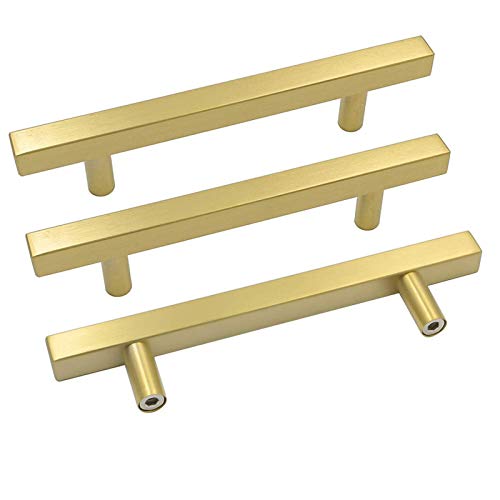 Goldenwarm 10 Pack 6-1/4 Inch Gold Cabinet Handles Brass Kitchen Pulls - color: Gold, size: 6-1/4 Inch Hole Center